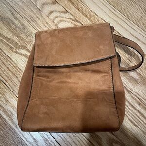 Brown faux suede backpack